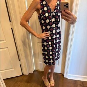 Trina Turk Navy and Pink Geometric Midi Dress